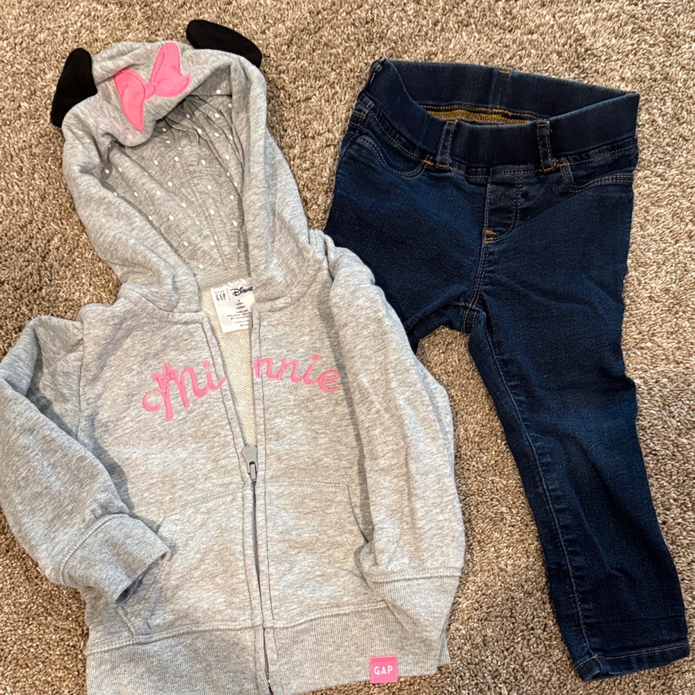 GAP Gray Minnie Hoodie and Dark Blue Jeans Set